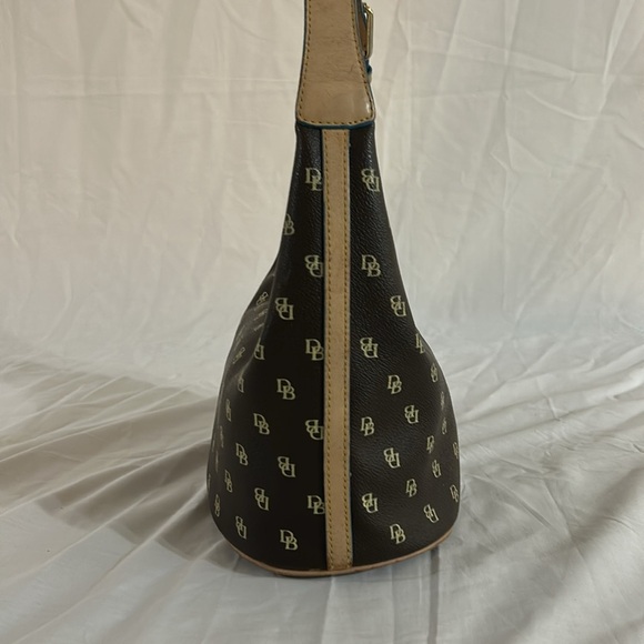 Dooney & Bourke | Monogram Logo Mini Hobo Bucket Bag Purse Leather Vinyl - Picture 6 of 13